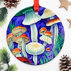 Farmcore Mushroom Foraging In A Forrest Ornament (round) by GardenOfOphir