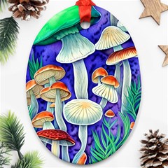 Farmcore Mushroom Foraging In A Forrest Ornament (oval) by GardenOfOphir