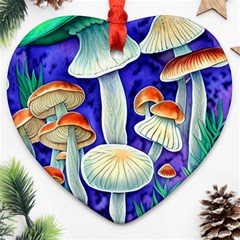 Farmcore Mushroom Foraging In A Forrest Ornament (heart) by GardenOfOphir