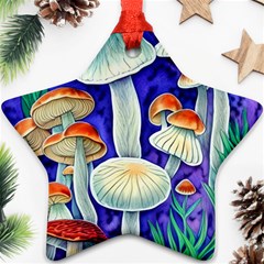 Farmcore Mushroom Foraging In A Forrest Ornament (star) by GardenOfOphir