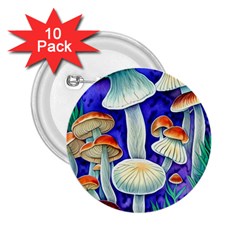 Farmcore Mushroom Foraging In A Forrest 2 25  Buttons (10 Pack)  by GardenOfOphir