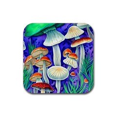 Farmcore Mushroom Foraging In A Forrest Rubber Coaster (square) by GardenOfOphir