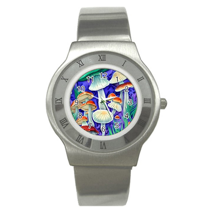 Farmcore Mushroom Foraging In A Forrest Stainless Steel Watch