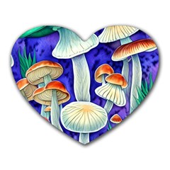 Farmcore Mushroom Foraging In A Forrest Heart Mousepad by GardenOfOphir