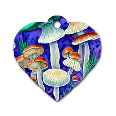 Farmcore Mushroom Foraging In A Forrest Dog Tag Heart (one Side) by GardenOfOphir