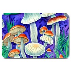 Farmcore Mushroom Foraging In A Forrest Large Doormat by GardenOfOphir