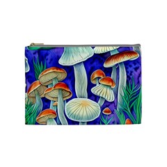 Farmcore Mushroom Foraging In A Forrest Cosmetic Bag (medium) by GardenOfOphir