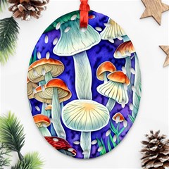 Farmcore Mushroom Foraging In A Forrest Oval Filigree Ornament (two Sides) by GardenOfOphir