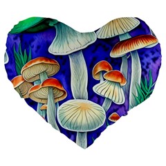 Farmcore Mushroom Foraging In A Forrest Large 19  Premium Heart Shape Cushions by GardenOfOphir