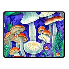 Farmcore Mushroom Foraging In A Forrest Fleece Blanket (small)