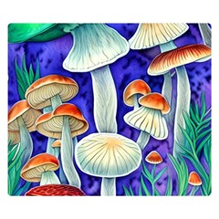 Farmcore Mushroom Foraging In A Forrest Premium Plush Fleece Blanket (small) by GardenOfOphir