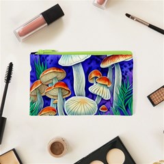 Farmcore Mushroom Foraging In A Forrest Cosmetic Bag (xs) by GardenOfOphir