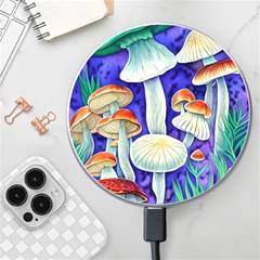 Farmcore Mushroom Foraging In A Forrest Wireless Fast Charger(white) by GardenOfOphir