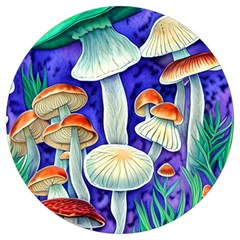 Farmcore Mushroom Foraging In A Forrest Round Trivet by GardenOfOphir