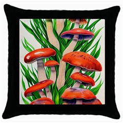 Fairycore Forest Mushroom Throw Pillow Case (black) by GardenOfOphir