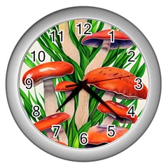 Fairycore Forest Mushroom Wall Clock (silver) by GardenOfOphir