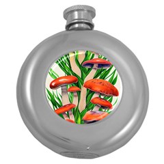 Fairycore Forest Mushroom Round Hip Flask (5 Oz) by GardenOfOphir