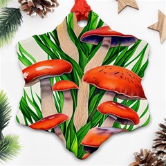 Fairycore Forest Mushroom Snowflake Ornament (two Sides) by GardenOfOphir