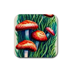 Enchanted Forest Mushroom Rubber Coaster (square) by GardenOfOphir