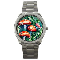 Enchanted Forest Mushroom Sport Metal Watch by GardenOfOphir