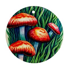 Enchanted Forest Mushroom Round Ornament (two Sides) by GardenOfOphir