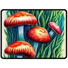 Enchanted Forest Mushroom One Side Fleece Blanket (large) by GardenOfOphir