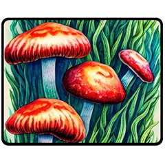 Enchanted Forest Mushroom One Side Fleece Blanket (medium) by GardenOfOphir