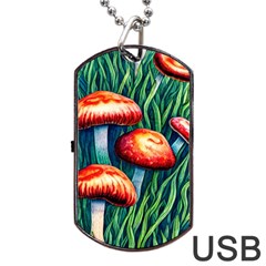 Enchanted Forest Mushroom Dog Tag Usb Flash (two Sides) by GardenOfOphir