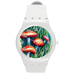 Enchanted Forest Mushroom Round Plastic Sport Watch (m)