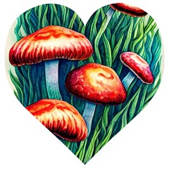 Enchanted Forest Mushroom Wooden Puzzle Heart by GardenOfOphir