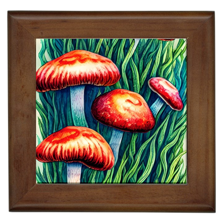 Enchanted Forest Mushroom Framed Tile