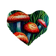 Enchanted Forest Mushroom Standard 16  Premium Heart Shape Cushions by GardenOfOphir