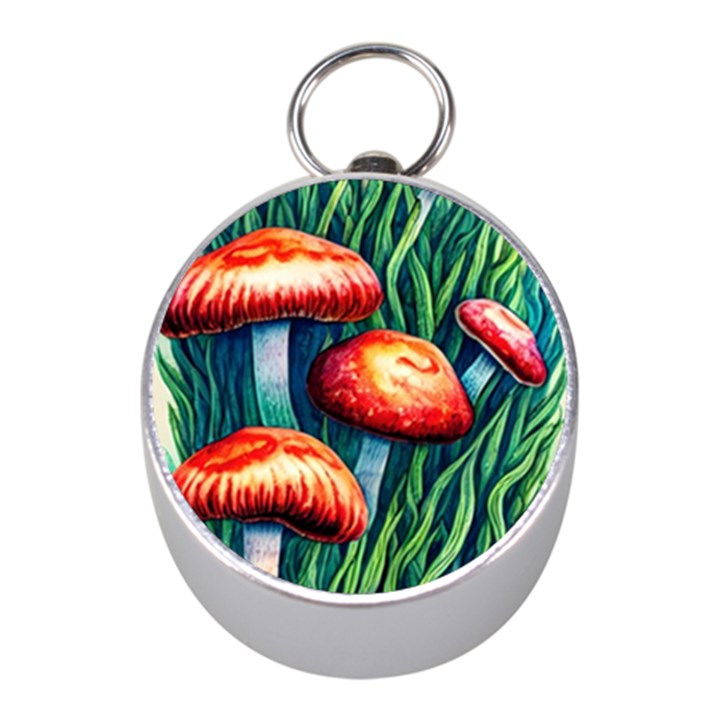 Enchanted Forest Mushroom Mini Silver Compasses