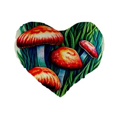 Enchanted Forest Mushroom Standard 16  Premium Flano Heart Shape Cushions by GardenOfOphir