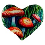 Enchanted Forest Mushroom Large 19  Premium Flano Heart Shape Cushions Back