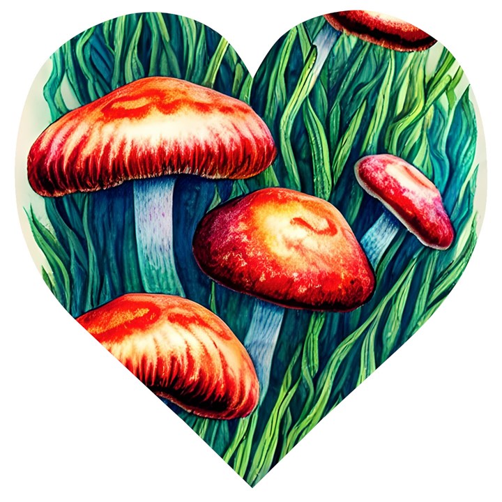 Enchanted Forest Mushroom Wooden Puzzle Heart