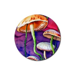 Foraging Mushroom Garden Rubber Coaster (round) by GardenOfOphir