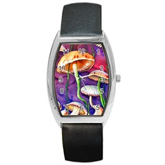 Foraging Mushroom Garden Barrel Style Metal Watch by GardenOfOphir