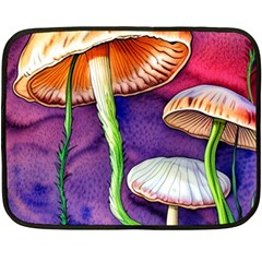 Foraging Mushroom Garden One Side Fleece Blanket (mini) by GardenOfOphir