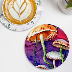 Foraging Mushroom Garden Uv Print Round Tile Coaster by GardenOfOphir