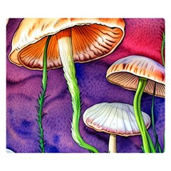 Foraging Mushroom Garden One Side Premium Plush Fleece Blanket (small) by GardenOfOphir