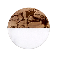 Foraging Mushroom Garden Classic Marble Wood Coaster (round)  by GardenOfOphir