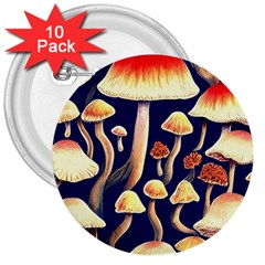 Natural Mushroom Fairy Garden 3  Buttons (10 Pack)  by GardenOfOphir