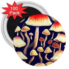 Natural Mushroom Fairy Garden 3  Magnets (100 Pack) by GardenOfOphir