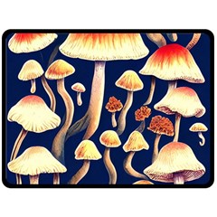 Natural Mushroom Fairy Garden One Side Fleece Blanket (large) by GardenOfOphir