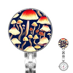 Natural Mushroom Fairy Garden Stainless Steel Nurses Watch by GardenOfOphir