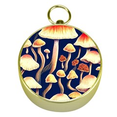 Natural Mushroom Fairy Garden Gold Compasses by GardenOfOphir