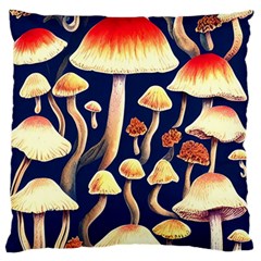 Natural Mushroom Fairy Garden Large Premium Plush Fleece Cushion Case (one Side) by GardenOfOphir