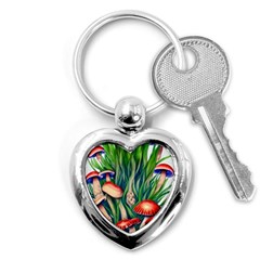 Vintage Mushroom Key Chain (heart) by GardenOfOphir