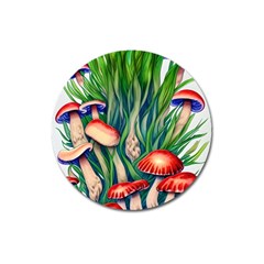 Vintage Mushroom Magnet 3  (round) by GardenOfOphir